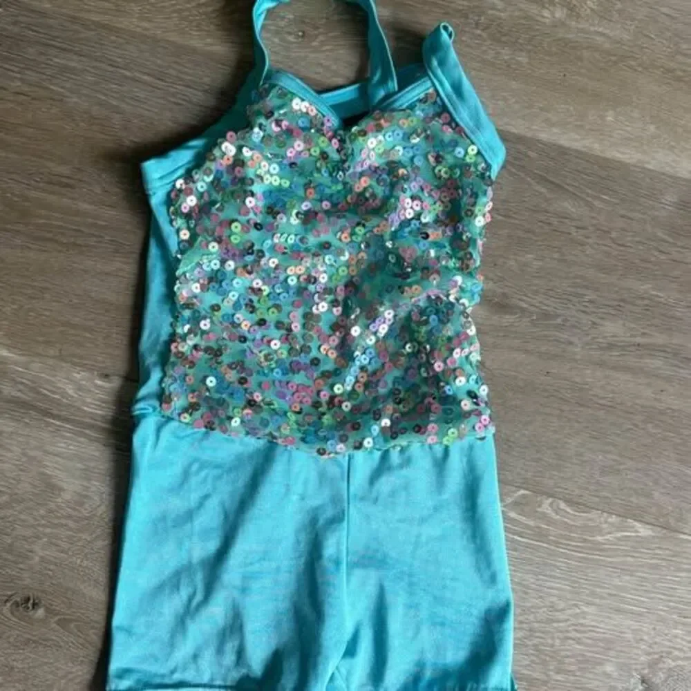 Sequin Dance Blue Leotard Girls 5/6